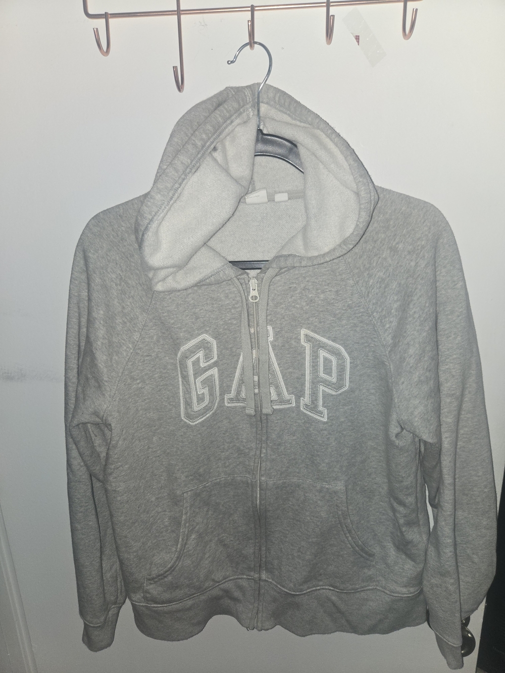 GAP Light Gray Full-Zip Hooded Sweatshirt